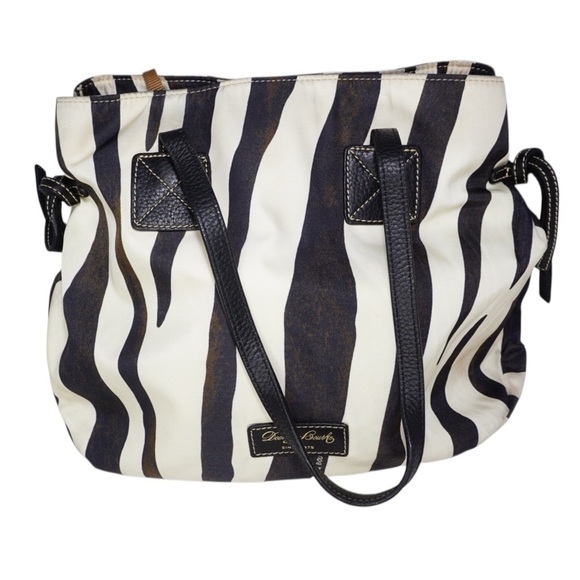 Dooney & Burke Animal Zebra Print Nylon Shopper Tote - Picture 3 of 11